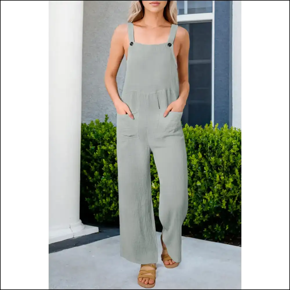 Gray Textured Wide Leg Jumpsuit: Adulting (and Stylish!) 😜 Needful Things - s - Jumpsuits & Rompers on Sale Worldwide Shipping