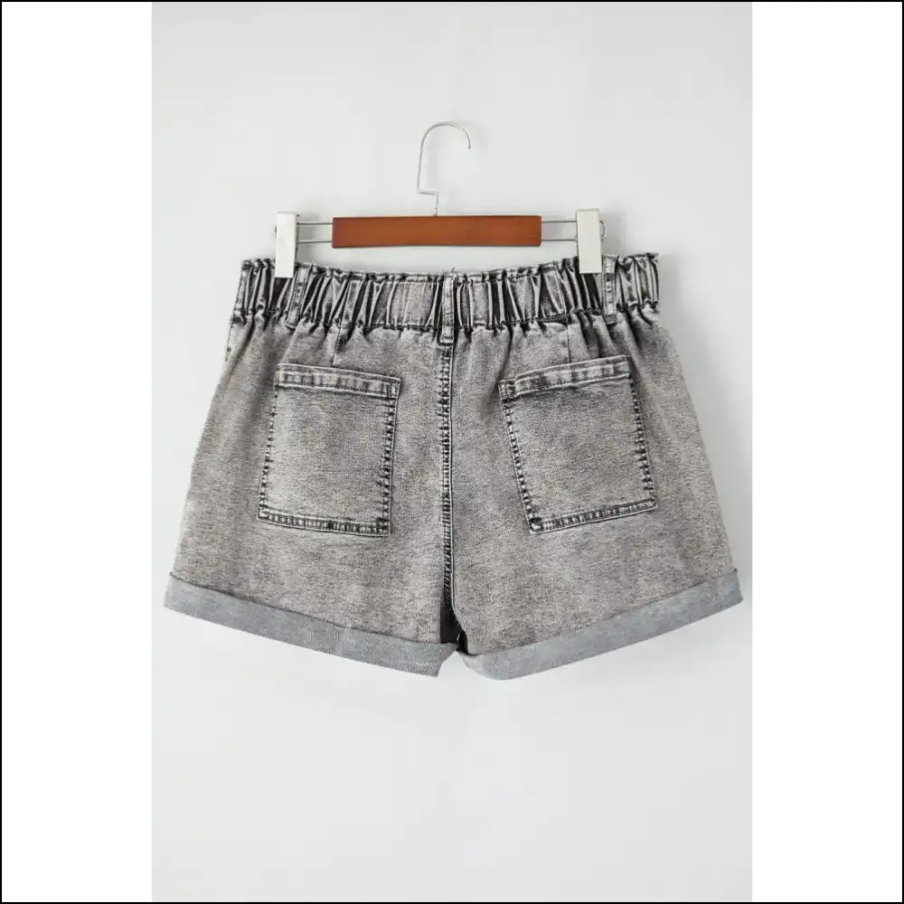 Gray Zipper Cuffed Denim Shorts: Pants Optional 😜 - Shorts on Sale Worldwide Shipping