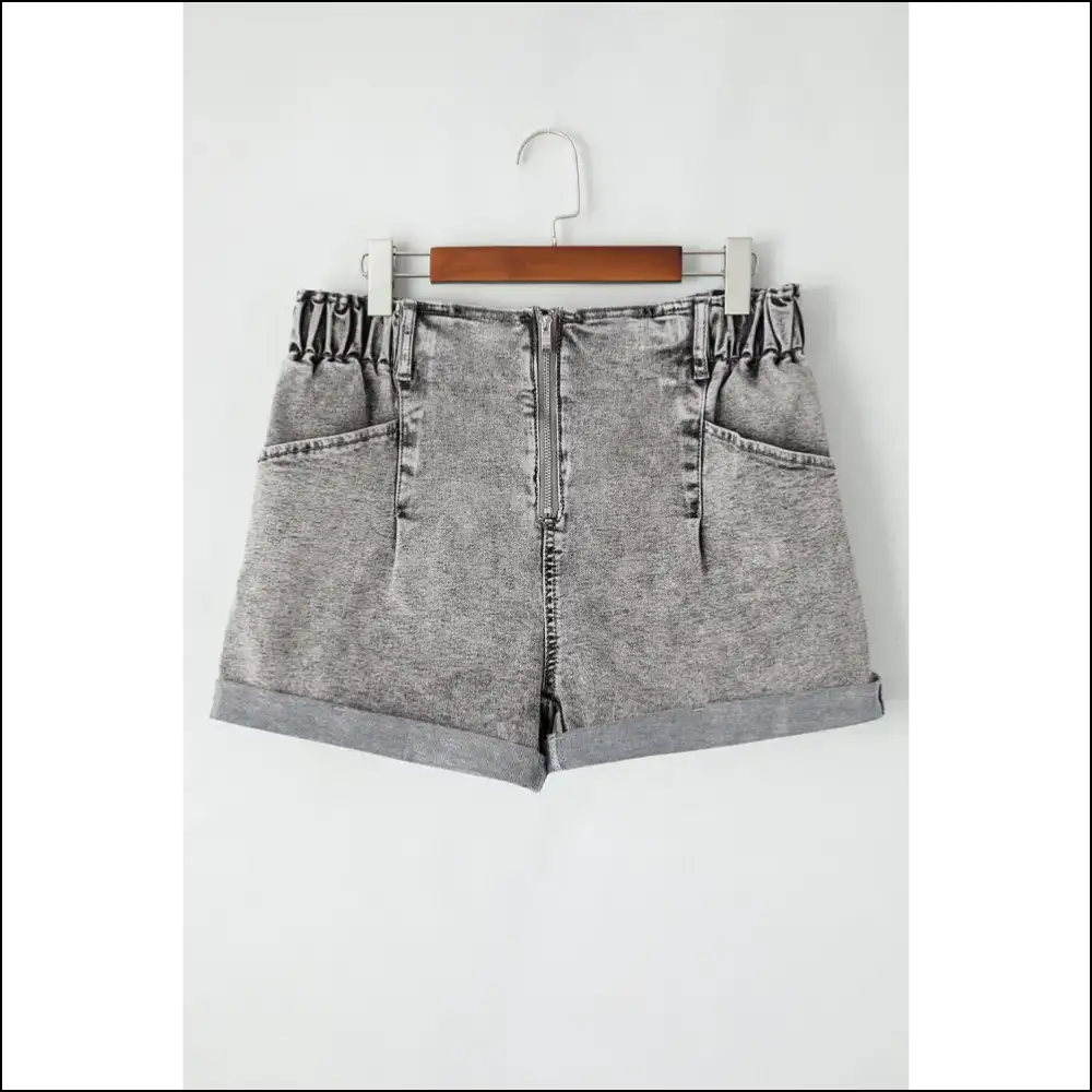 Gray Zipper Cuffed Denim Shorts: Pants Optional 😜 - Shorts on Sale Worldwide Shipping