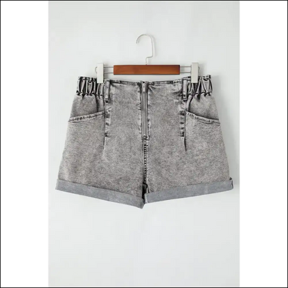 Gray Zipper Cuffed Denim Shorts: Pants Optional 😜 - Shorts on Sale Worldwide Shipping
