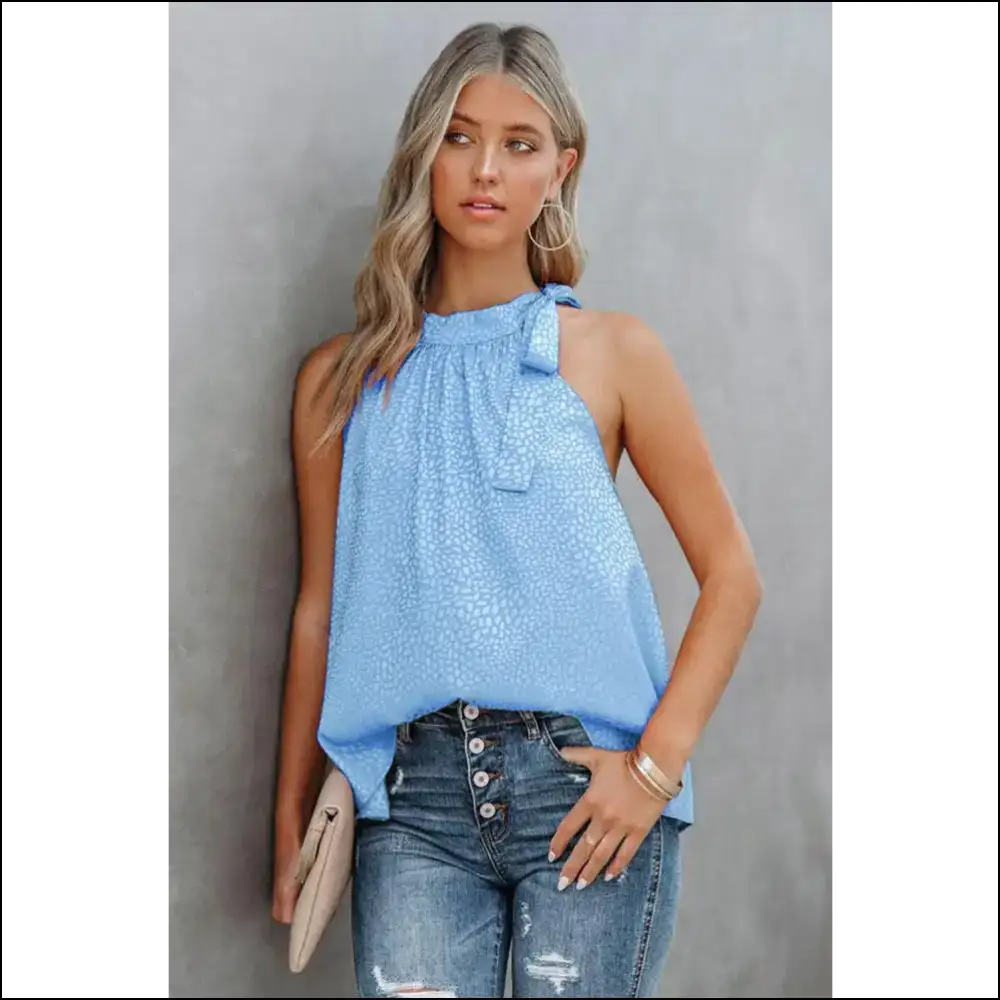 Grecian Neck Tie Tank Top - Tops on Sale Worldwide Shipping