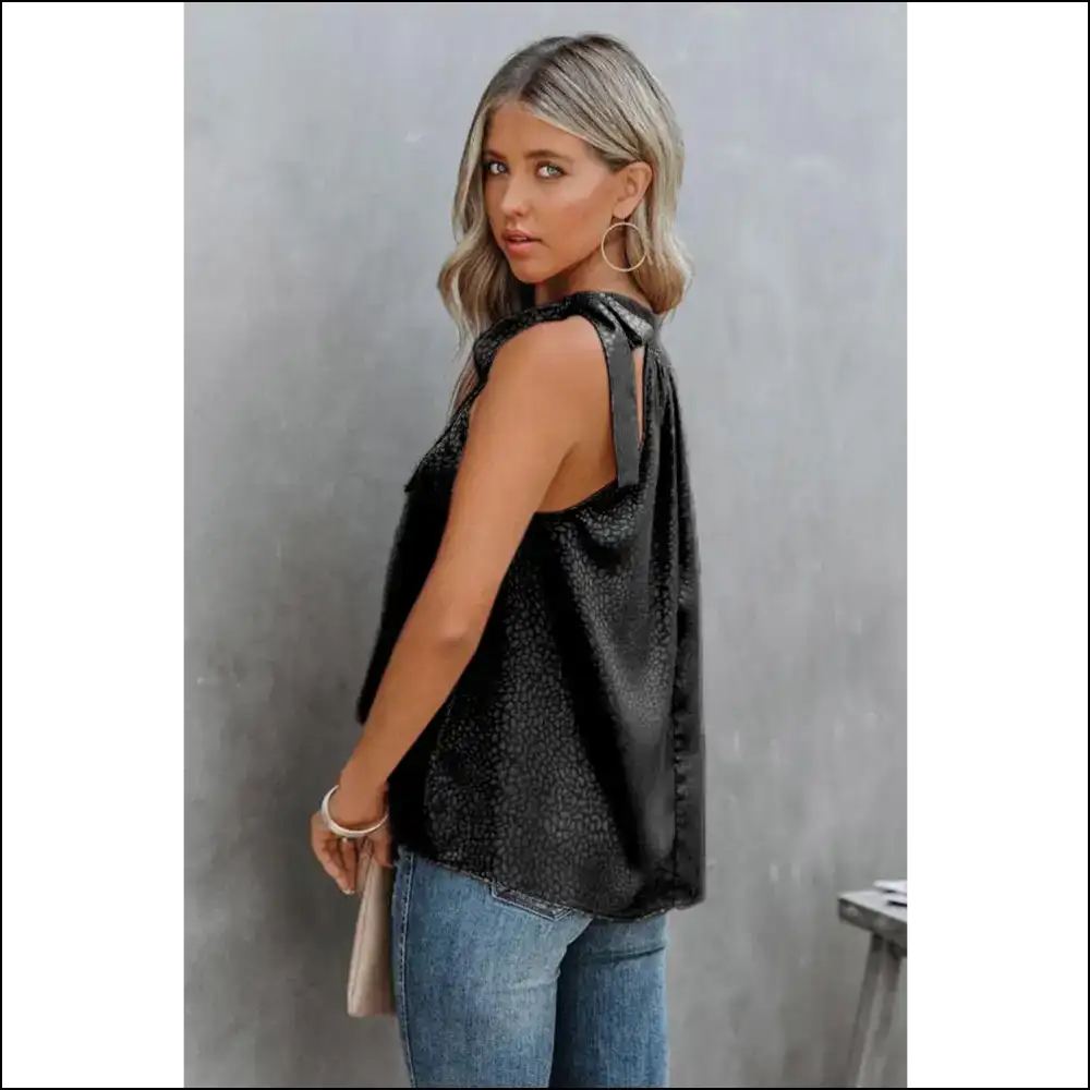 Grecian Neck Tie Tank Top - Tops on Sale Worldwide Shipping