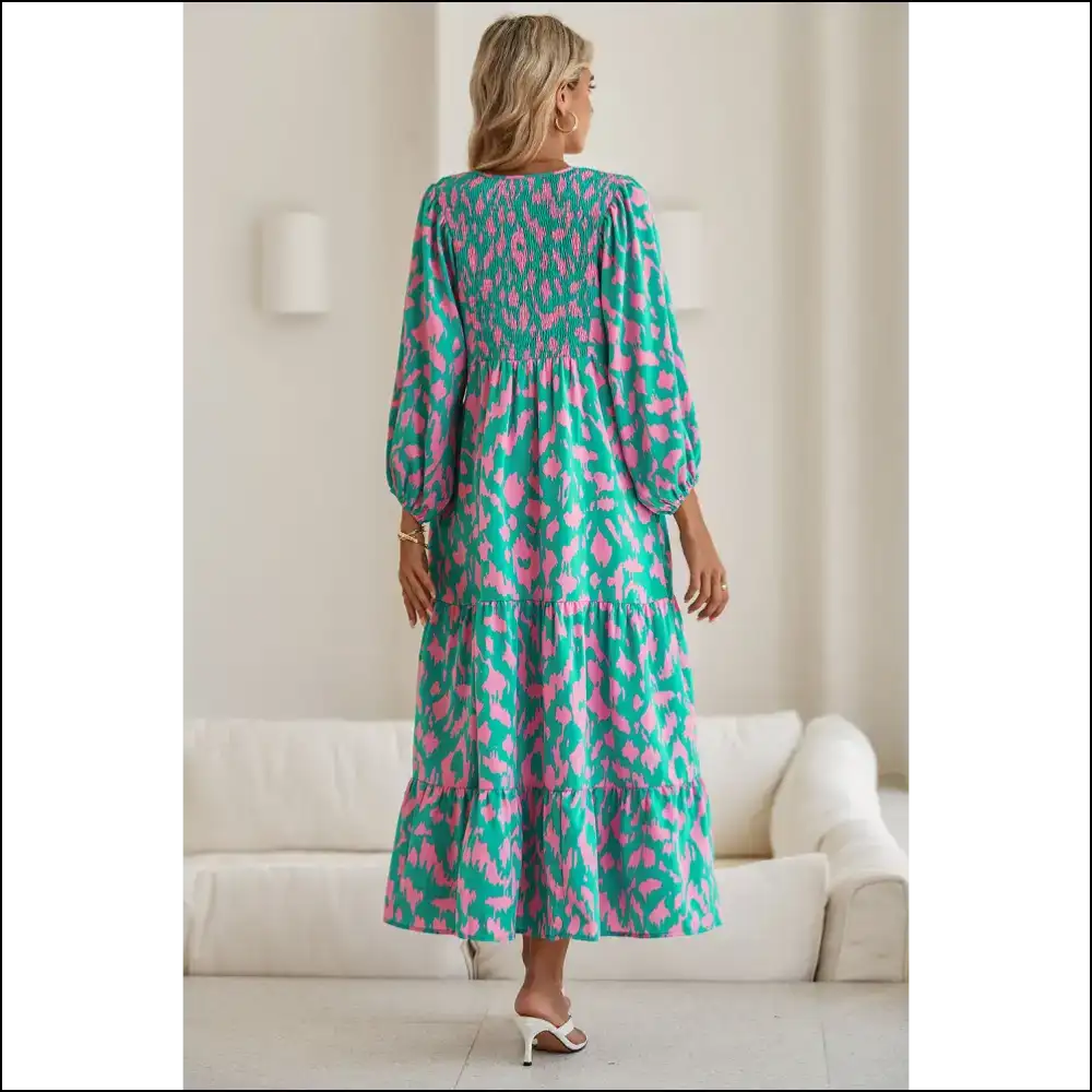 Green Abstract Maxi Dress: Nature Called you Answered Fabulously! 🌿 - Dresses on Sale Worldwide Shipping