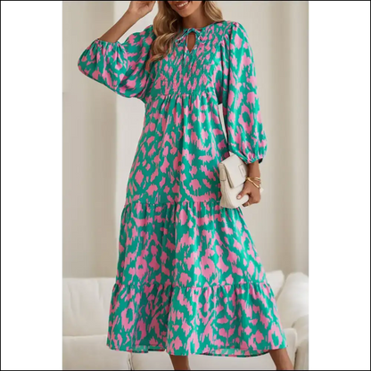 Green Abstract Maxi Dress: Nature Called you Answered Fabulously! 🌿 - s - Dresses on Sale Worldwide Shipping