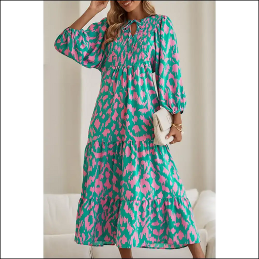 Green Abstract Maxi Dress: Nature Called you Answered Fabulously! 🌿 - s - Dresses on Sale Worldwide Shipping