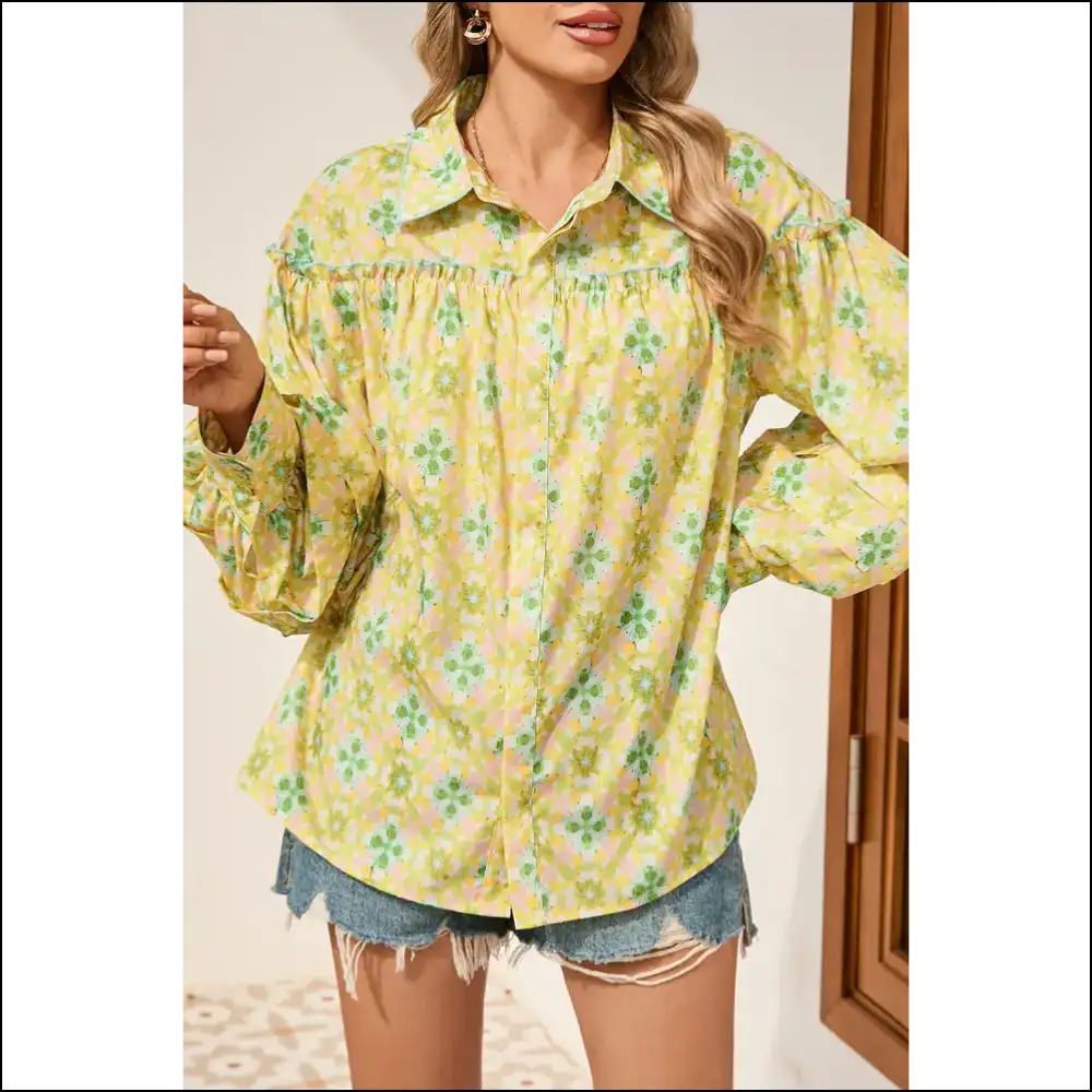 Green Boho Floral Frill: so Comfy You’ll Forget Pants Exist 💚 Needful Things - s - Blouses on Sale Worldwide Shipping
