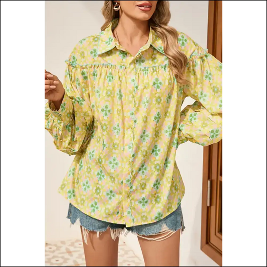 Green Boho Floral Frill: so Comfy You’ll Forget Pants Exist 💚 Needful Things - s - Blouses on Sale Worldwide Shipping