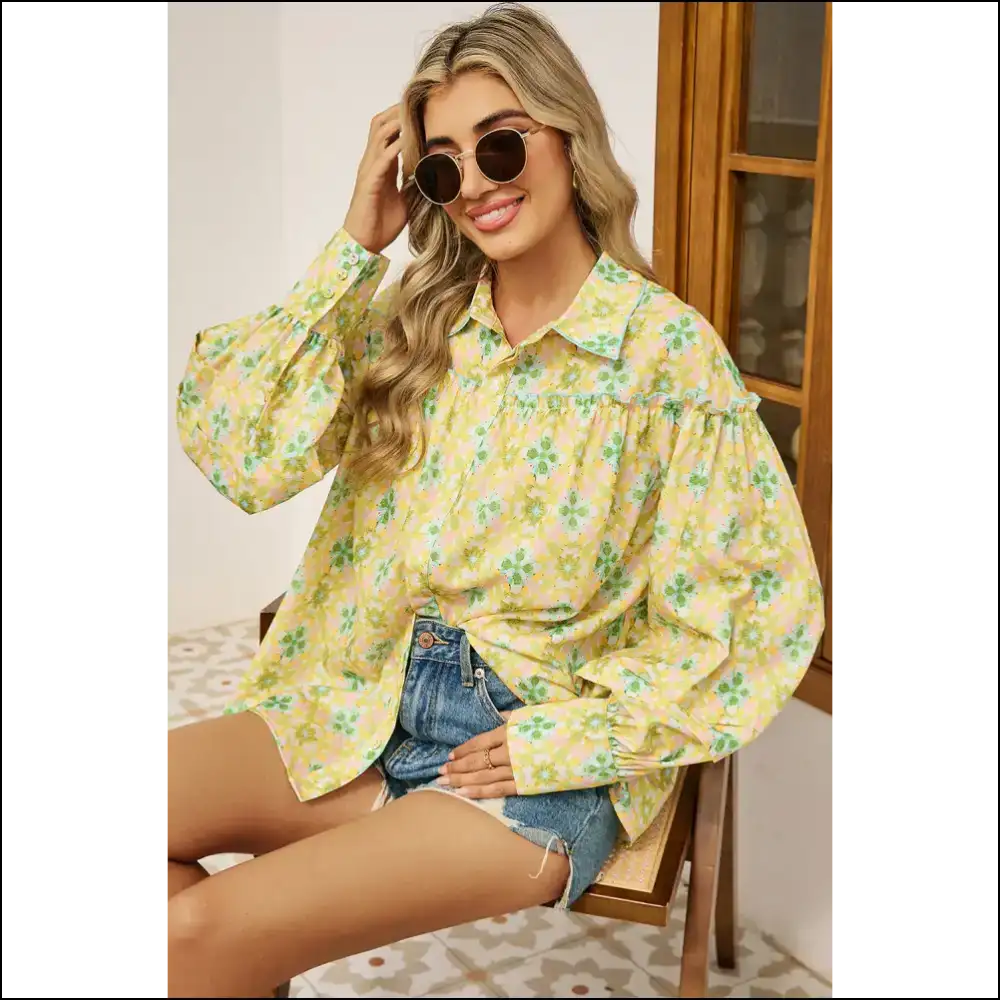 Green Boho Floral Frill: so Comfy You’ll Forget Pants Exist 💚 Needful Things - Blouses on Sale Worldwide Shipping