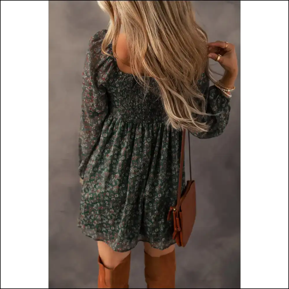 Green Ditsy Floral Mini Dress: so Cute It’s Practically Illegal 😈 - Short Dresses on Sale Worldwide Shipping
