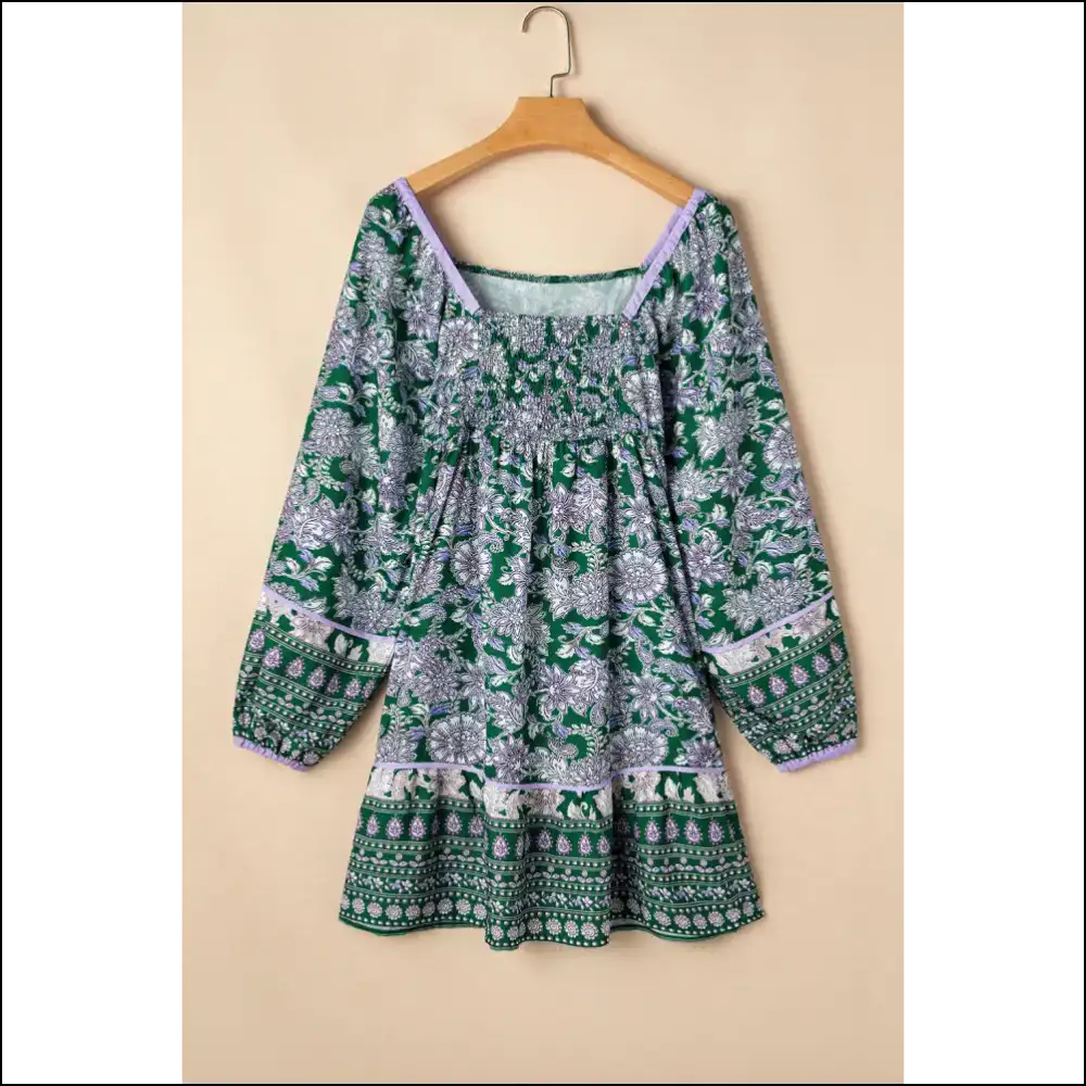 Green Floral Goddess Dress: Bubble Sleeves & Zero Regrets Needful Things 👗✨ - Short Dresses on Sale Worldwide Shipping