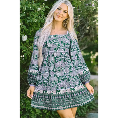 Green Floral Goddess Dress: Bubble Sleeves & Zero Regrets Needful Things 👗✨ - Short Dresses on Sale Worldwide Shipping