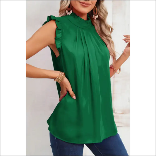 Green Frilled Trim: Prepare for Alien Invasion Fabulous! 👽 Needful Things - Bright / s - Sleeveless Shirts Tank Tops on Sale Worldwide
