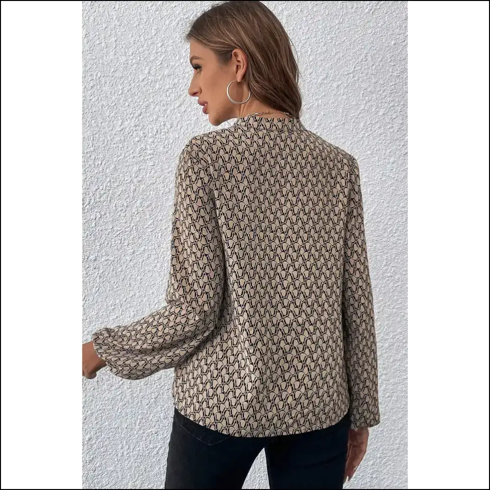 Green Geometric Print Blouse Instant Fashionista - Blouses on Sale Worldwide Shipping