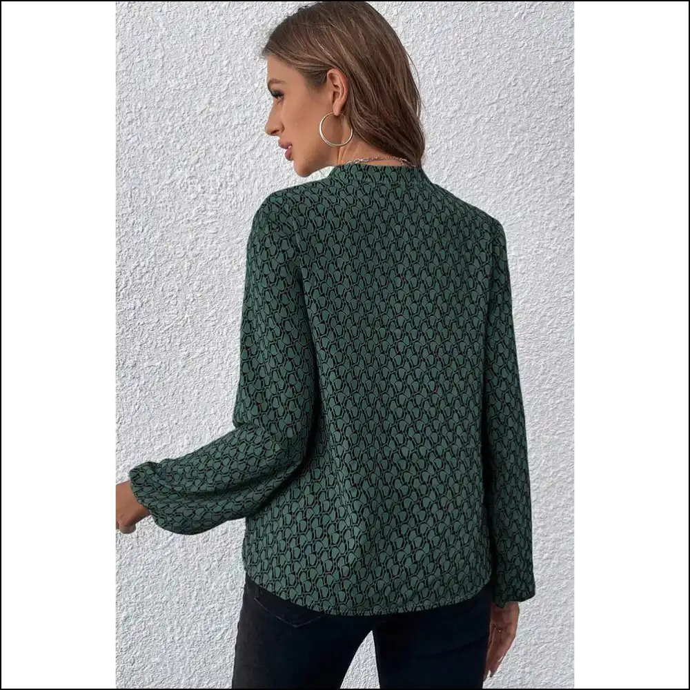 Green Geometric Print Blouse Instant Fashionista - Blouses on Sale Worldwide Shipping