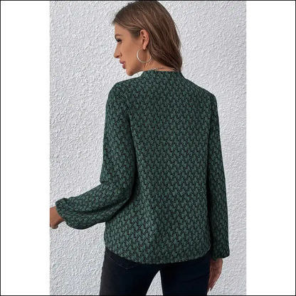 Green Geometric Print Blouse Instant Fashionista - Blouses on Sale Worldwide Shipping