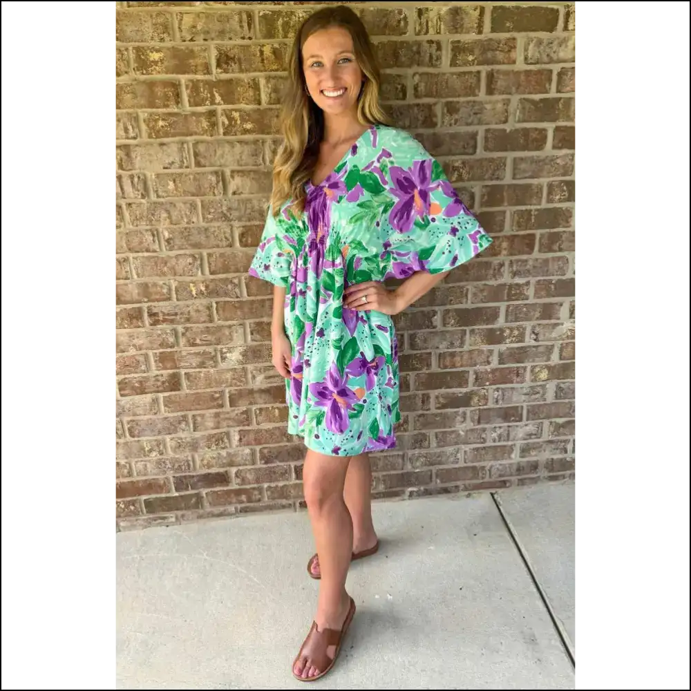 Green Lily Mini Dress: Floral and Fabulous! 👗 Needful Things - Short Dresses on Sale Worldwide Shipping