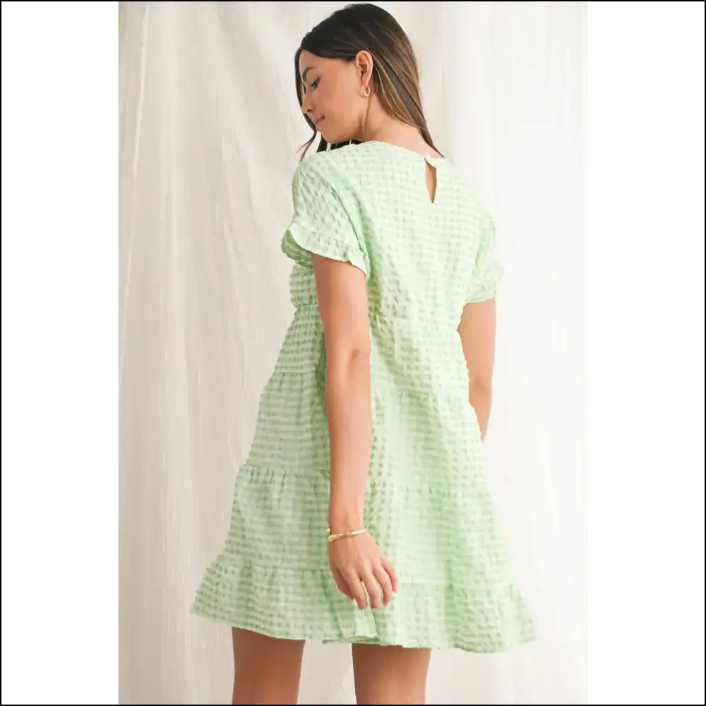 Green Plaid Ruffle Mini Dress: Needful Things! Short Dresses on Sale Worldwide Shipping