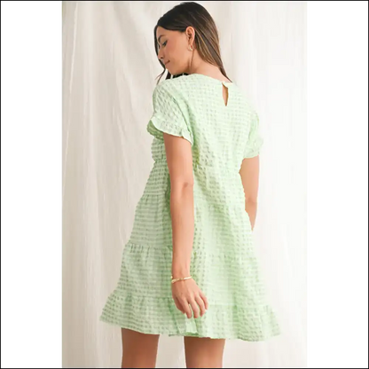 Green Plaid Ruffle Mini Dress: Needful Things! Short Dresses on Sale Worldwide Shipping
