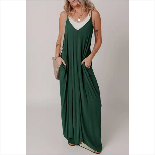 Green Spaghetti Strap Maxi Dress: Runway Queen 👑 Needful Things - s - Dresses on Sale Worldwide Shipping