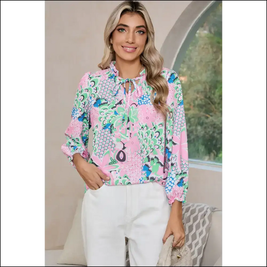 Green Tropical Floral Disasterpiece (but Like a Good One) 🌺 Needful Things - s - Blouses on Sale Worldwide Shipping