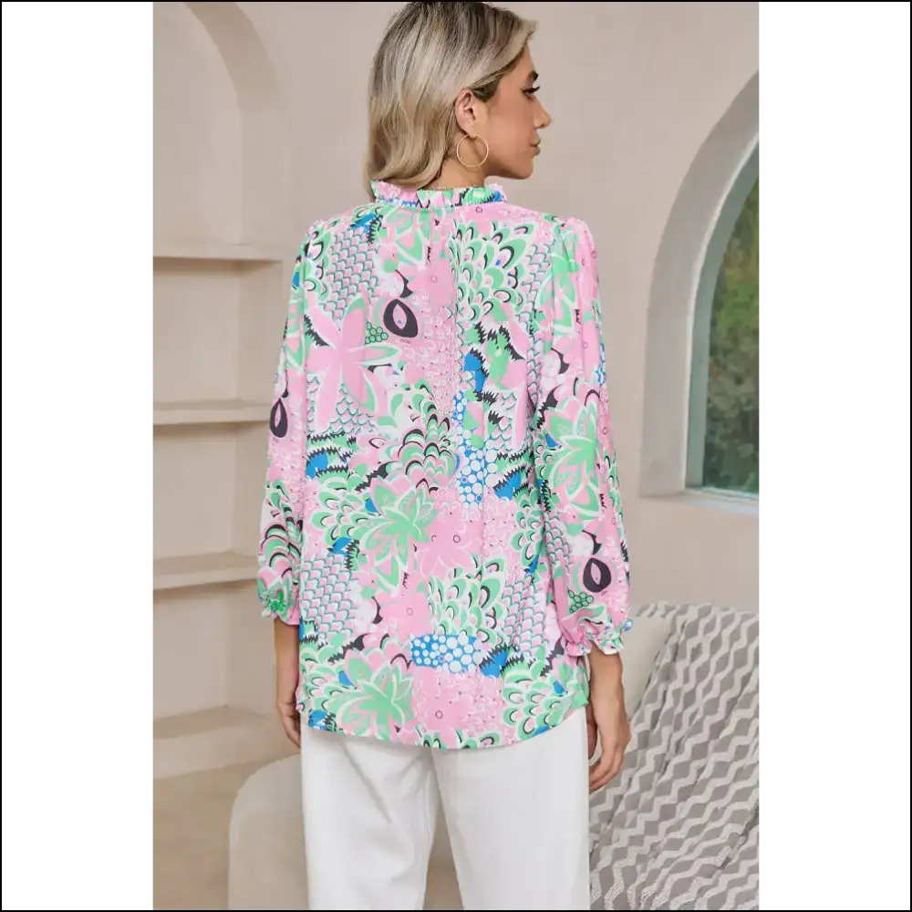 Green Tropical Floral Disasterpiece (but Like a Good One) 🌺 Needful Things - Blouses on Sale Worldwide Shipping