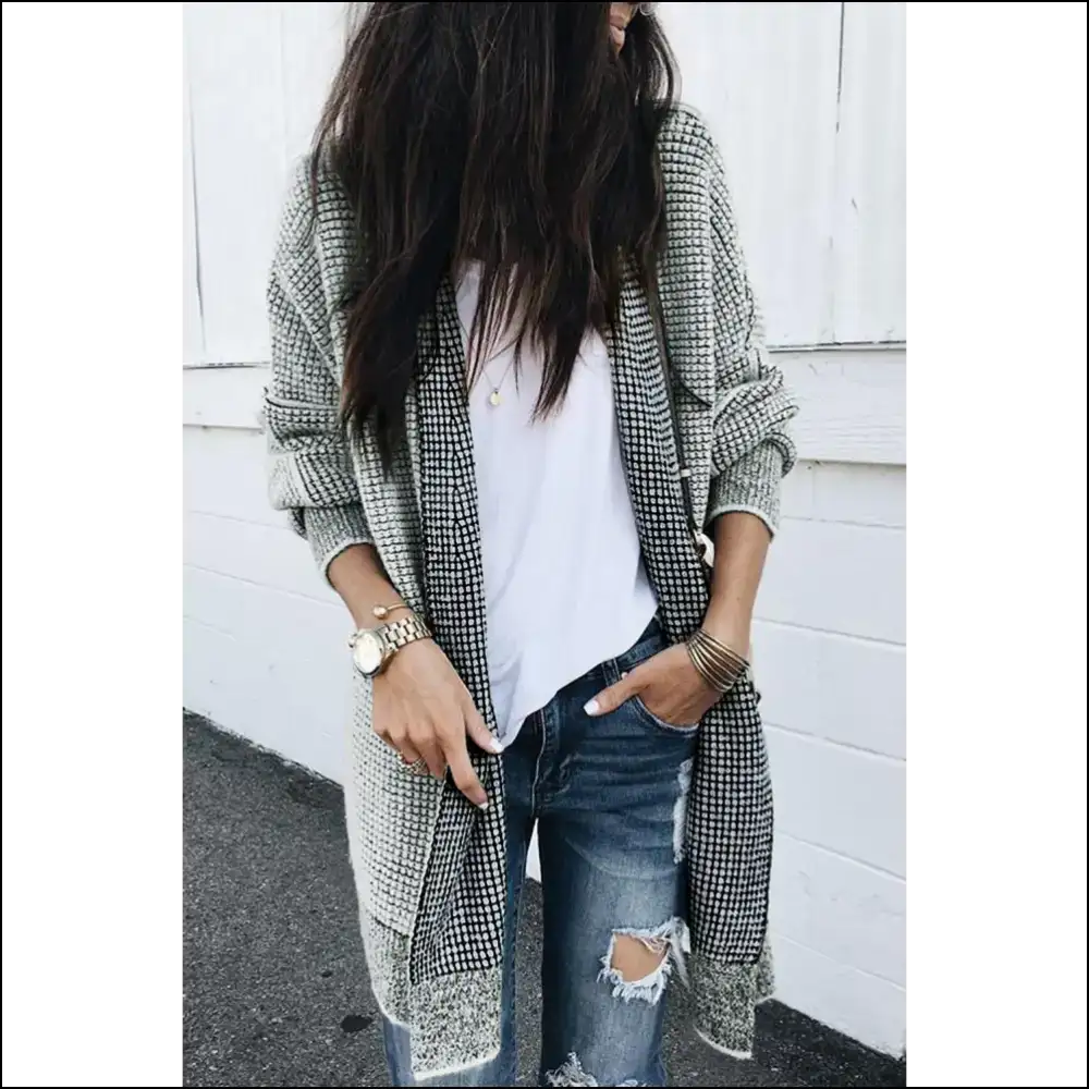 Grey Plaid Contrast Cardigan: so Comfy It’s Almost Illegal! 😈 Needful Things - Pink / s - Cardigans on Sale Worldwide Shipping