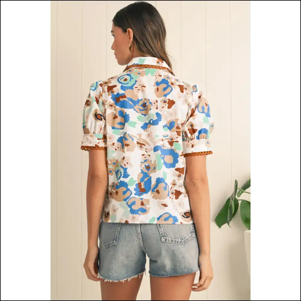 Groovy Baby! Needful Things 60s Flower Puff Sleeve Power! 🌼 - Blouses on Sale Worldwide Shipping