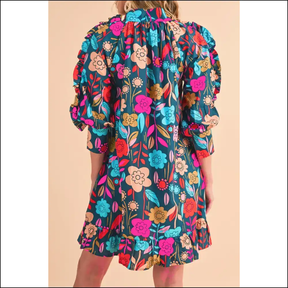 Groovy Green Flower Print Mini Dress: Needful Things! 🌼✌️ - Short Dresses on Sale Worldwide Shipping