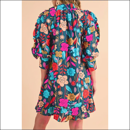 Groovy Green Flower Print Mini Dress: Needful Things! 🌼✌️ - Short Dresses on Sale Worldwide Shipping