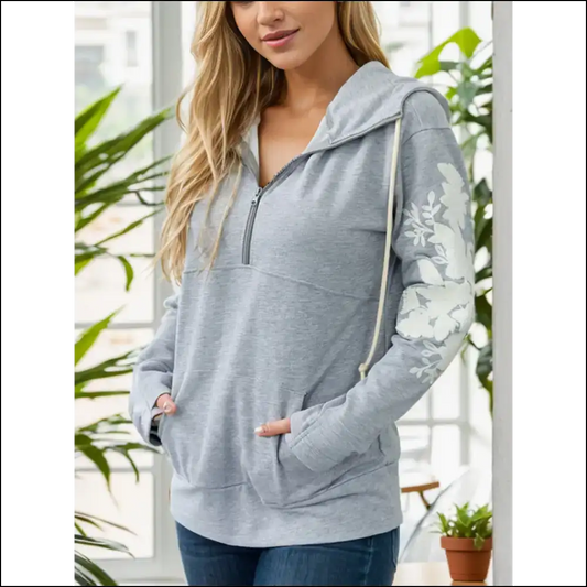 Half Zip Drawstring Hoodie with Pocket - Sky Blue / l - Hoodies Sweatshirts & on Sale Worldwide Shipping