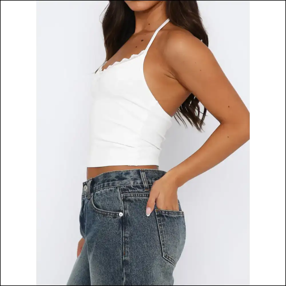 Halter Neck Cami: Elegance Comfort and a Splash of Dark Humor! 😏 - White / s - Tank Tops on Sale Worldwide Shipping