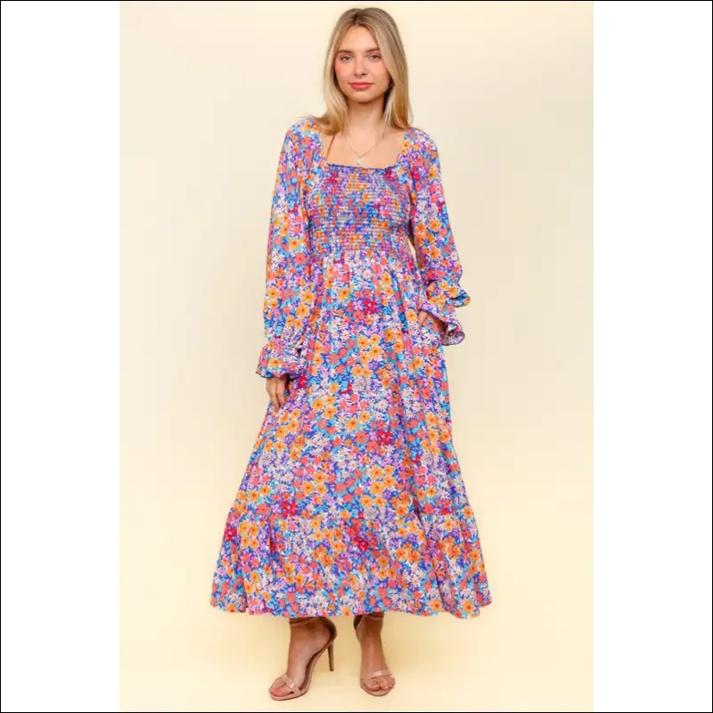 Chic Floral Flounce Sleeve Dress - Dresses on Sale Worldwide Shipping