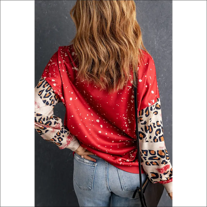 Heart Leopard Round Neck Sweatshirt - Sweatshirts & Hoodies on Sale Worldwide Shipping