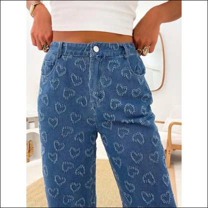 Heart Washed Straight Leg Jeans: Because my Life Needs Fabulosity! 💖 - Jeans on Sale Worldwide Shipping