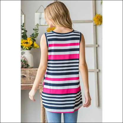 Heimish Striped Twist Knot Round Neck Tank - Tops on Sale Worldwide Shipping