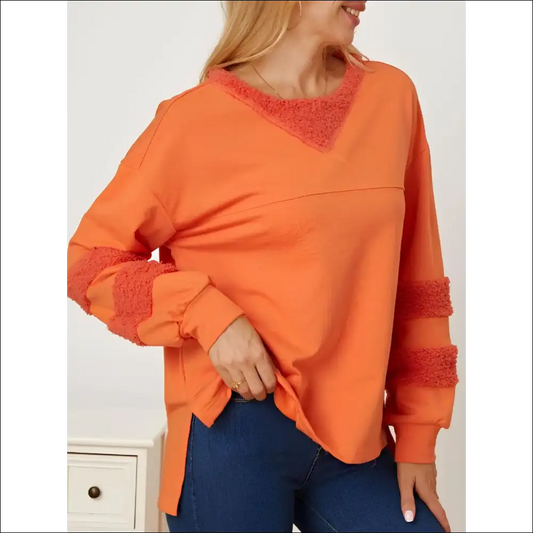 Chic High-low Round Neck Long Sleeve Sweatshirt - Orange / l - Sweatshirts & Hoodies on Sale Worldwide Shipping