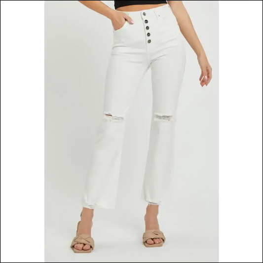 High Rise Button Fly Jeans: Because your Wardrobe Deserves a Bff! 👖💃 - White / Jeans on Sale Worldwide Shipping