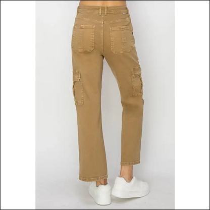 High Rise Cargo Jeans: Elevate your Style Hide Snacks Like a Pro! 🍕✨ - Jeans on Sale Worldwide Shipping