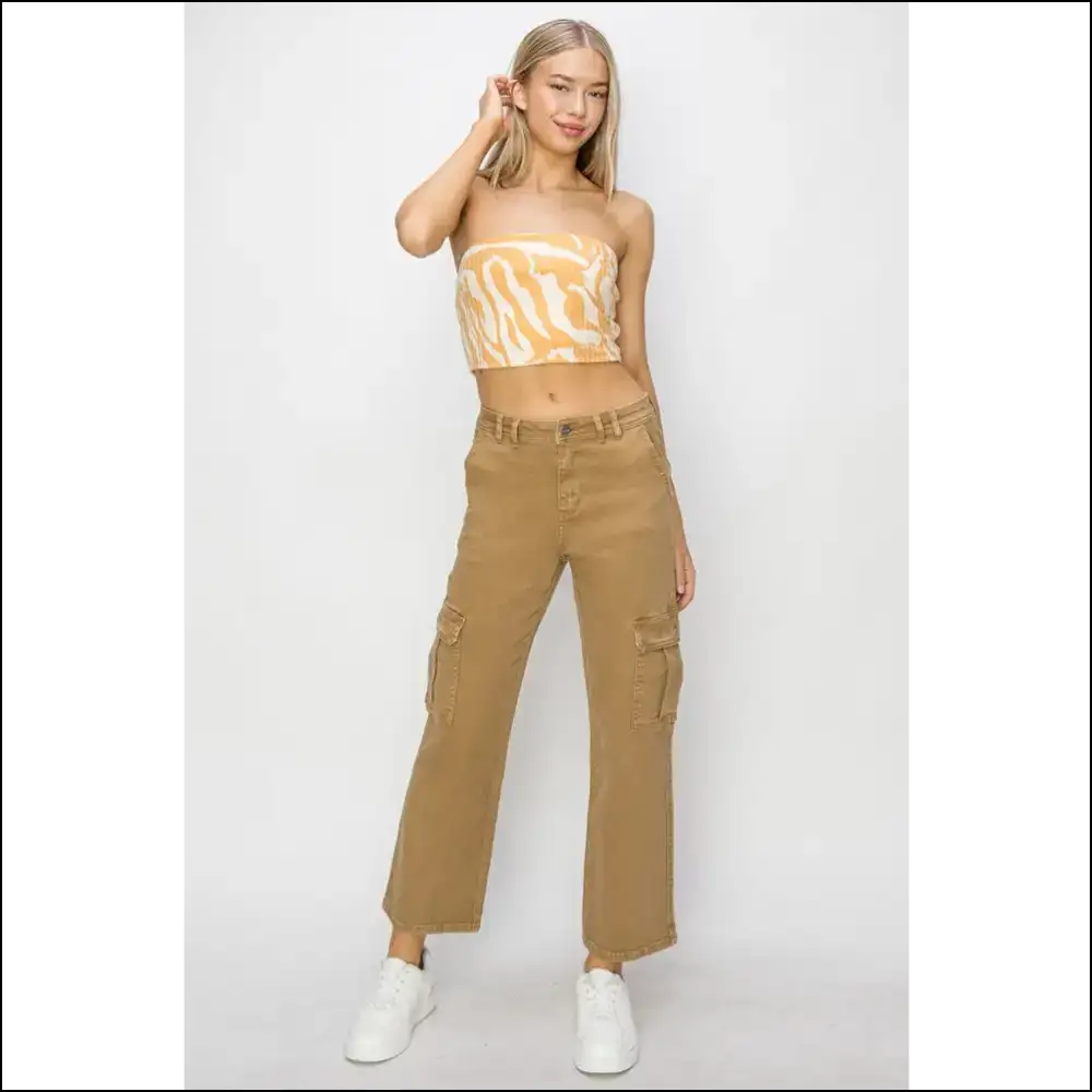 High Rise Cargo Jeans: Elevate your Style Hide Snacks Like a Pro! 🍕✨ - Jeans on Sale Worldwide Shipping