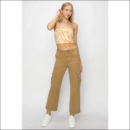 High Rise Cargo Jeans: Elevate your Style Hide Snacks Like a Pro! 🍕✨ - Jeans on Sale Worldwide Shipping