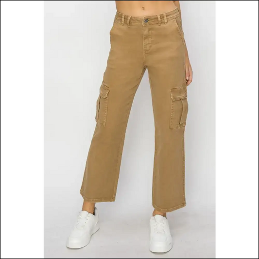 High Rise Cargo Jeans: Elevate your Style Hide Snacks Like a Pro! 🍕✨ - Mocha / 1xl - Jeans on Sale Worldwide Shipping