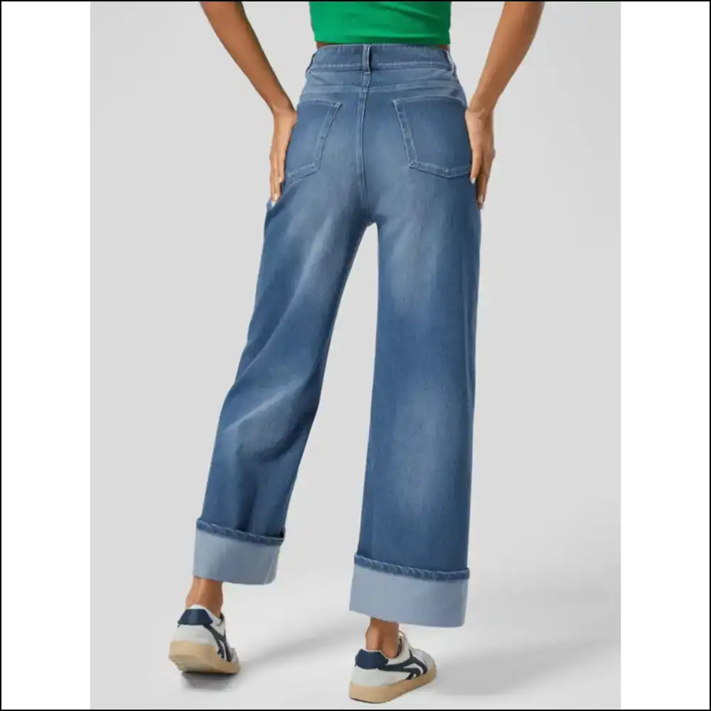 High Rise Rolled Straight Leg Jeans: where Comfort Meets Queen Vibes 👑✨ - Jeans on Sale Worldwide Shipping