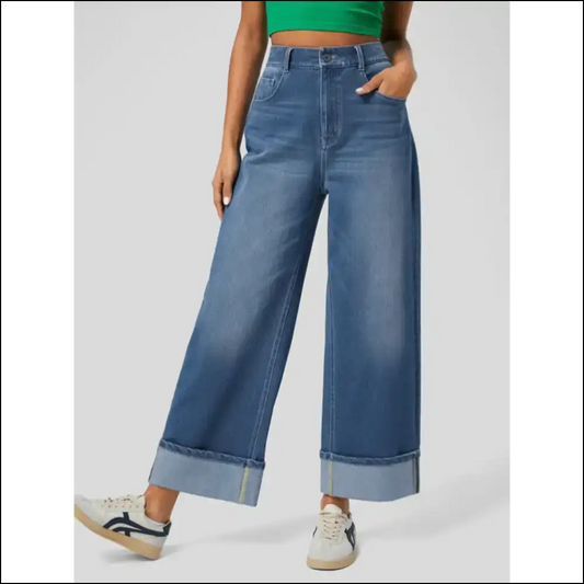 High Rise Rolled Straight Leg Jeans: where Comfort Meets Queen Vibes 👑✨ - Medium / 2xl - Jeans on Sale Worldwide Shipping