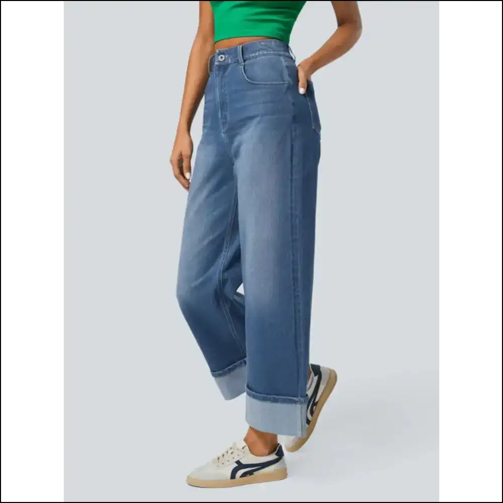 High Rise Rolled Straight Leg Jeans: where Comfort Meets Queen Vibes 👑✨ - Jeans on Sale Worldwide Shipping