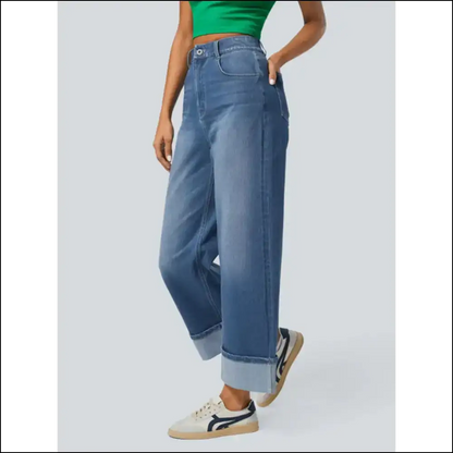 High Rise Rolled Straight Leg Jeans: where Comfort Meets Queen Vibes 👑✨ - Jeans on Sale Worldwide Shipping