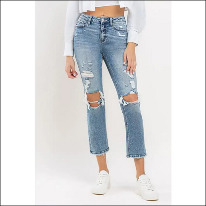 High Rise Slim Straight Jeans: Because Even your Pants Deserve a Glow-up! 😎✨ - Medium / 24 - Jeans on Sale Worldwide Shipping