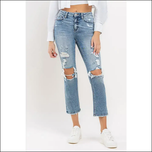 High Rise Slim Straight Jeans: Because Even your Pants Deserve a Glow-up! 😎✨ - Medium / 24 - Jeans on Sale Worldwide Shipping