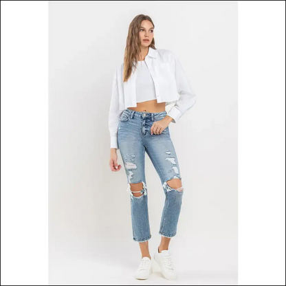 High Rise Slim Straight Jeans: Because Even your Pants Deserve a Glow-up! 😎✨ - Jeans on Sale Worldwide Shipping