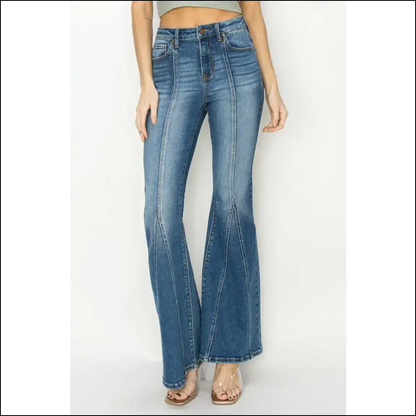 High Rise to Heaven: Risen Flare Jeans for your Vintage Vibes 🎉 - Dark / 11 - on Sale Worldwide Shipping