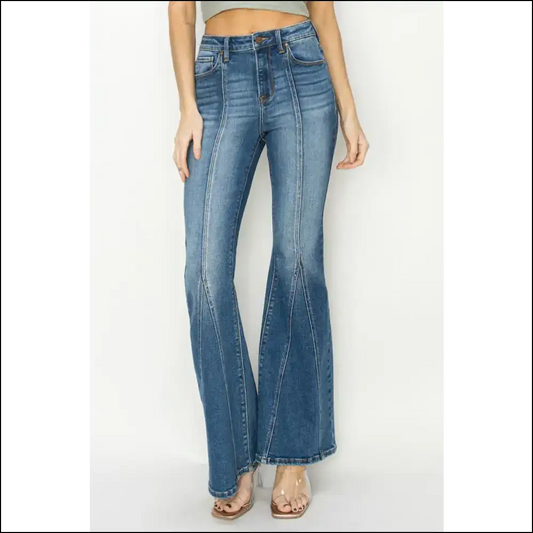 High Rise to Heaven: Risen Flare Jeans for your Vintage Vibes 🎉 - Dark / 11 - on Sale Worldwide Shipping